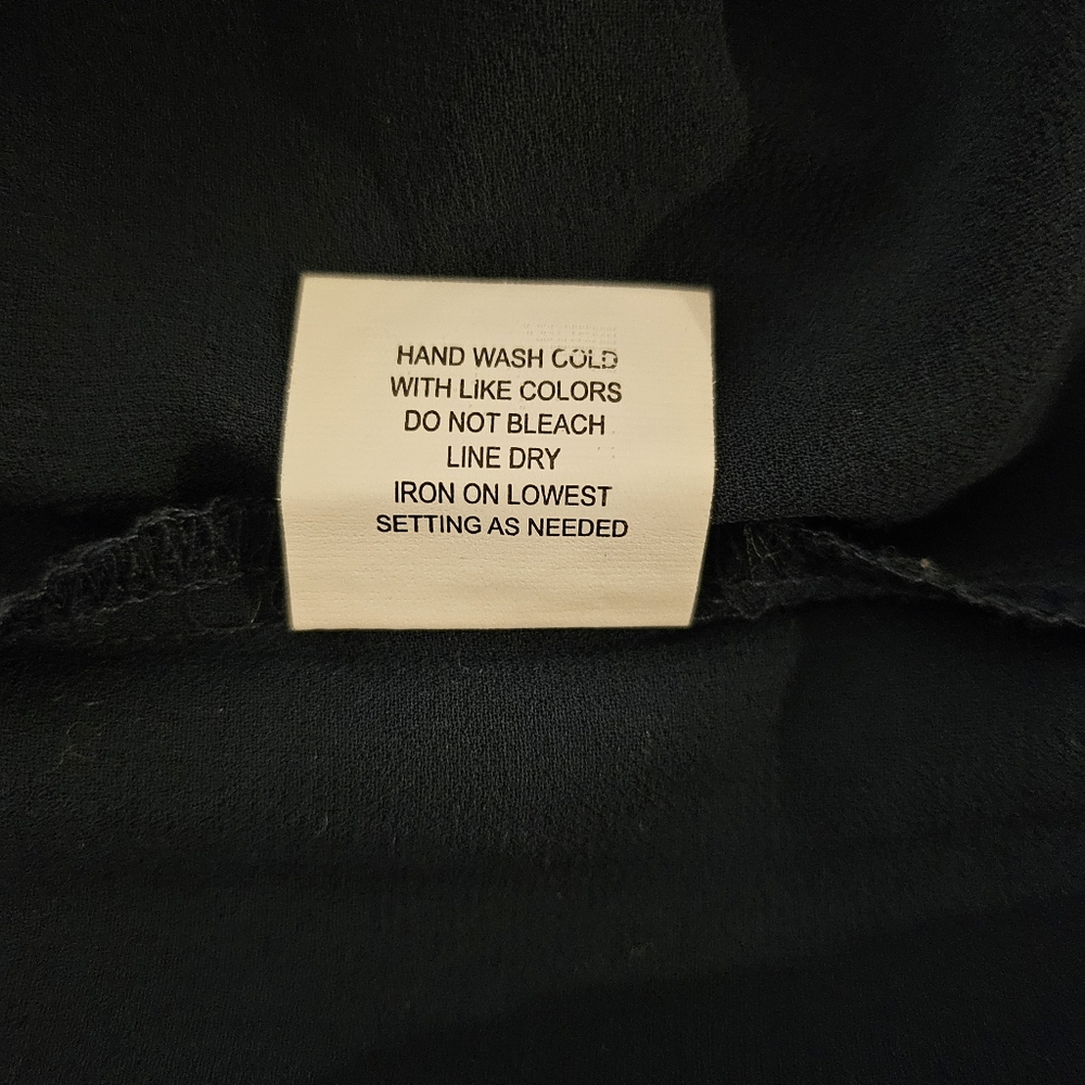 NY Collection Women's Mock Neck Navy Blue Silver Mettalic Stripe Blouse Size XL - Picture 8 of 14